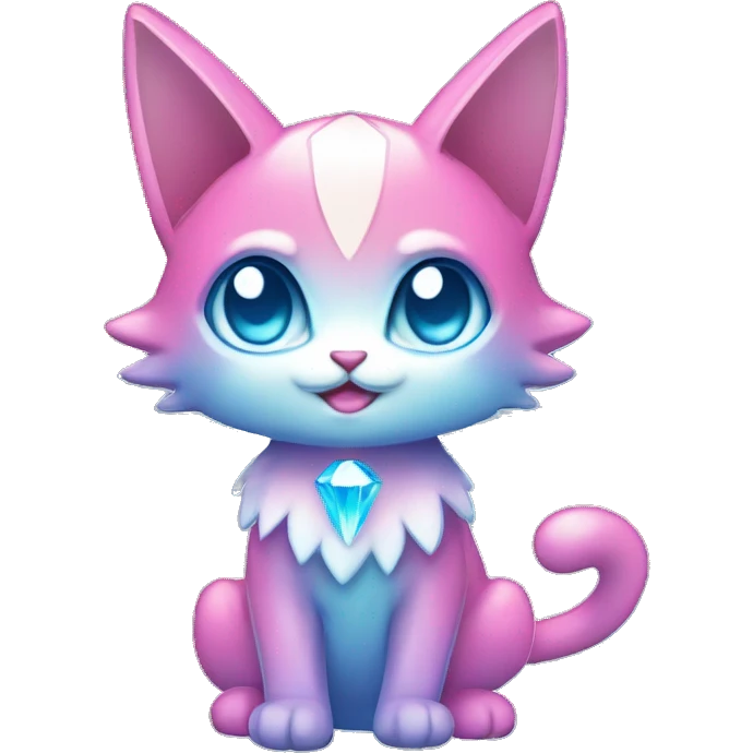 Shiny Pink-Blue-gradient Diamond-Fairy-type-Fakémon-Cat full body emoji