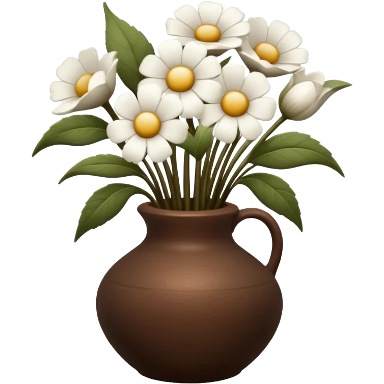 White flowers Cotton in a brown vase emoji