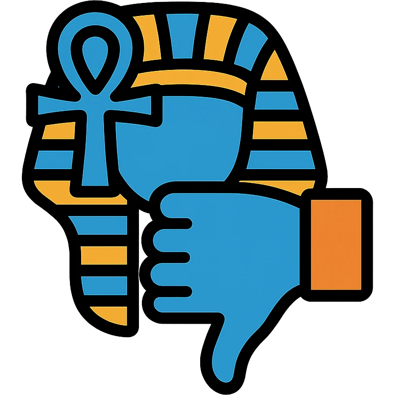 Ancient Egypt themed 'Dislike' icon, blue and orange colors, modern style, clear symbolism emoji