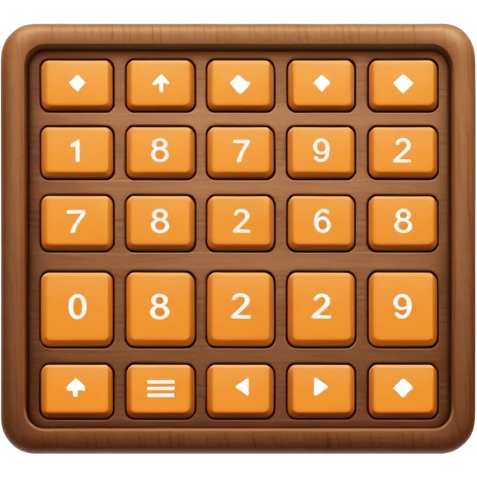 long rectangle wooden keypad with a small screen emoji