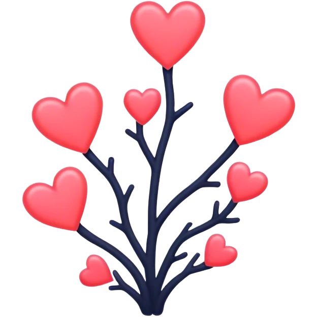A neon coral with hearts above it ￼ emoji