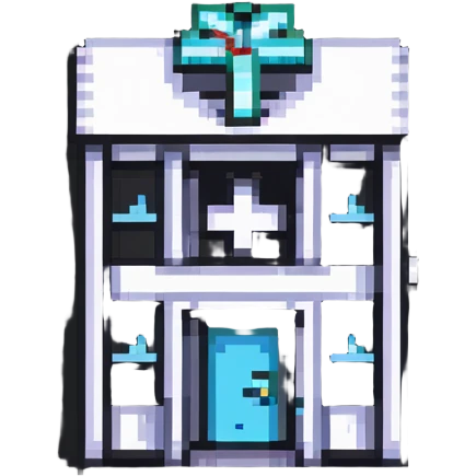 tiny simple hospital building icon with medical cross, modern colors, minimal details, small size emoji