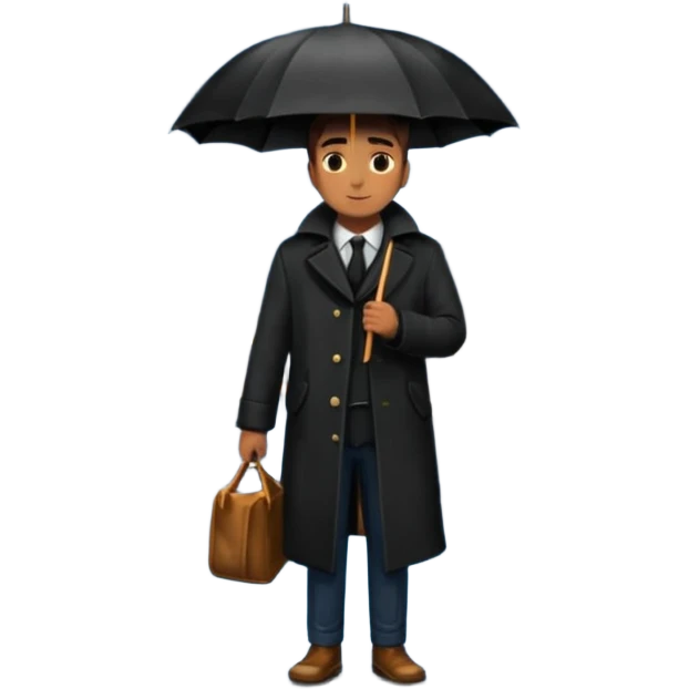 Man with umbrella , streetlight reflection, Midnight Wander. emoji