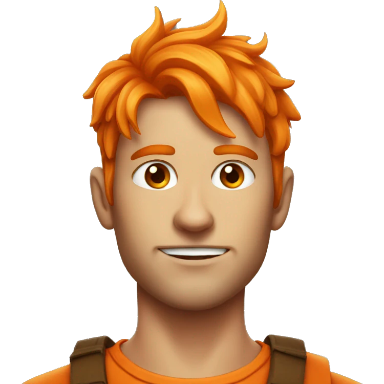 orange hair, man with devil horn, scar accross left eye emoji