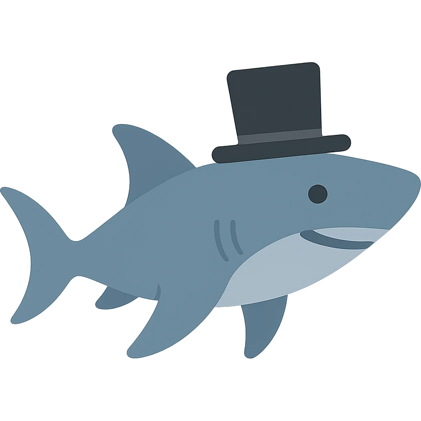 Shark with a top hat emoji