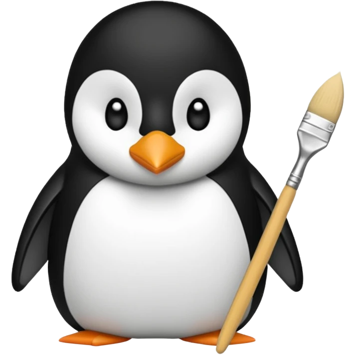 Pingouin avec un pinceau emoji