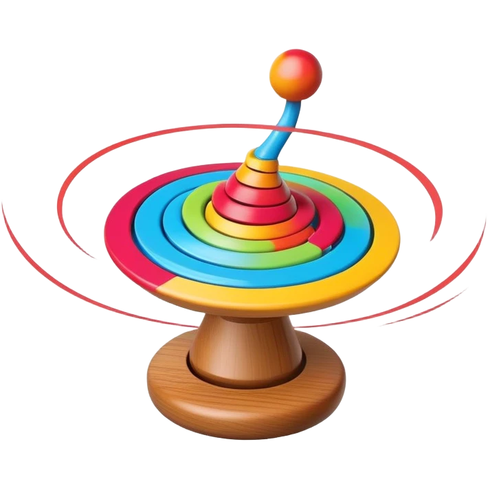 spinning top toy with swirling motion lines, fun and dynamic emoji