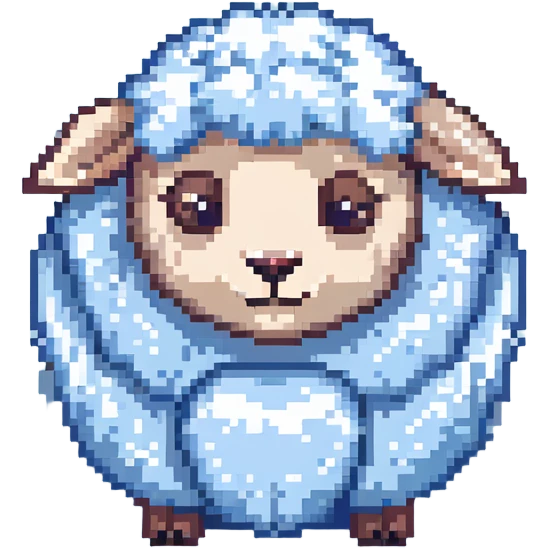 dreamy pastel blue sheep with fluffy wool and sleepy expression, like from a dream emoji