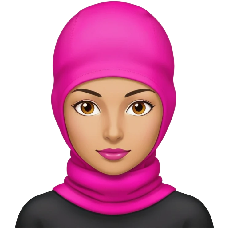 confident woman hustler wearing a bright pink balaclava, business entrepreneur, ambitious emoji