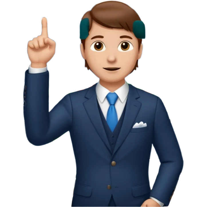 mach mir einen Trader der an der Börse arbeitet der so mit dem Finger nach oben zeigt. Mit braunen haaren emoji