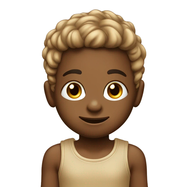 bambino capelli marroni con maglietta beige emoji