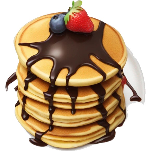 Pancake with chocolate syrup and fruits emoji