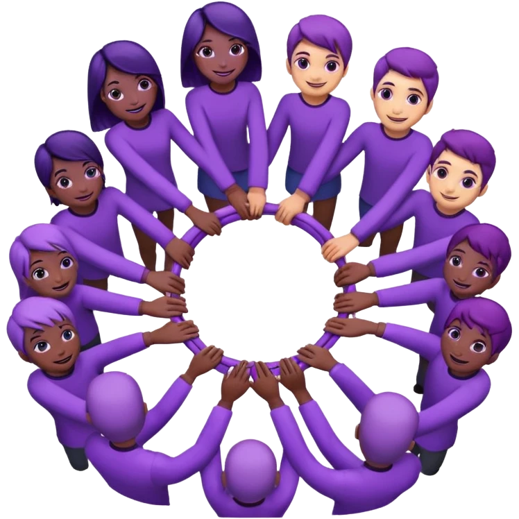 purple group without face  holding handsin circle emoji