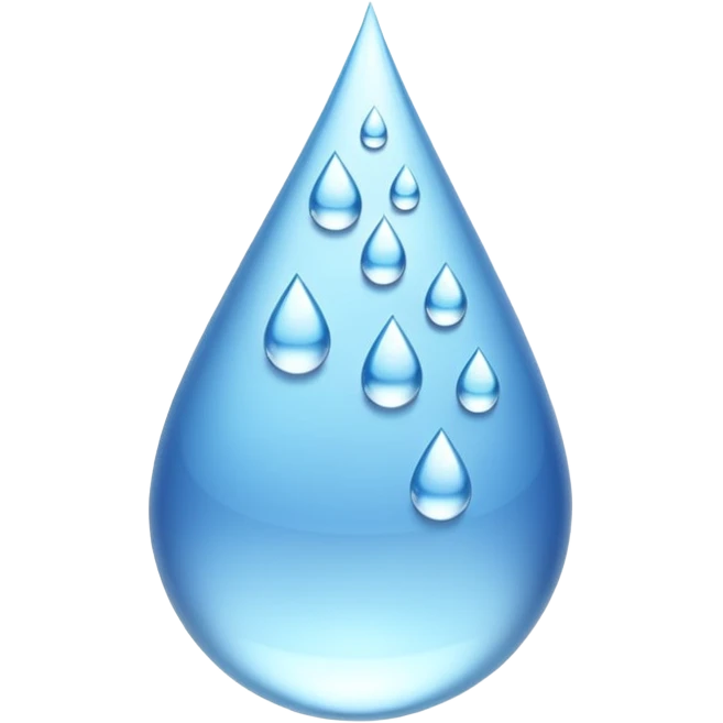 3 water droplets stack on top of each other vertically with two water droplets on the sides; 5 droplets total emoji