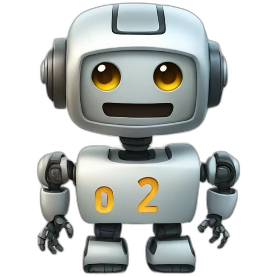  robot holding number two emoji