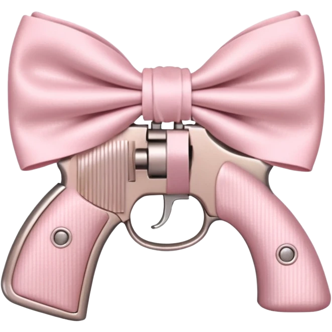 pale pink gun, pale pink bow emoji