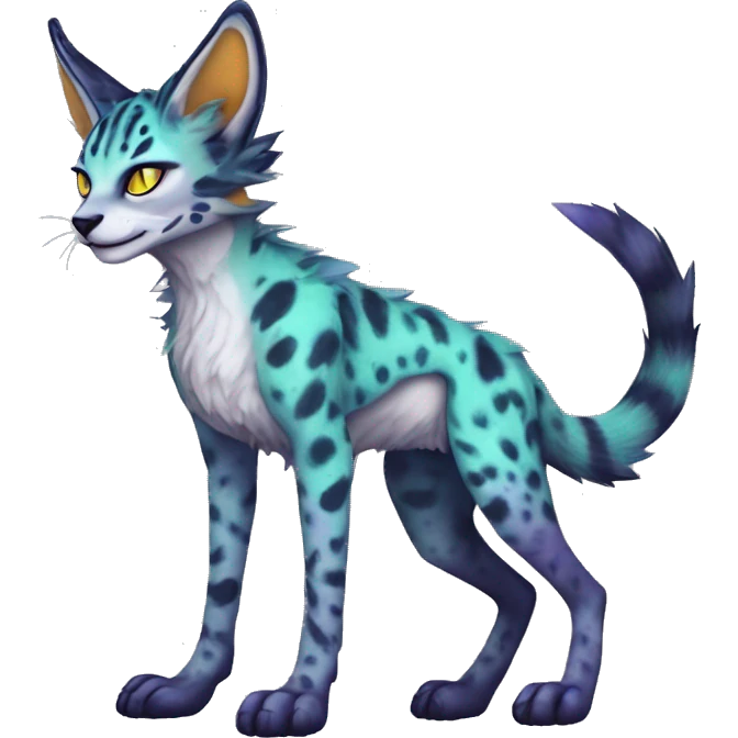 Epic Edgy Colorful ethereal eldritch Sergal-Serval-Fionbri full body emoji