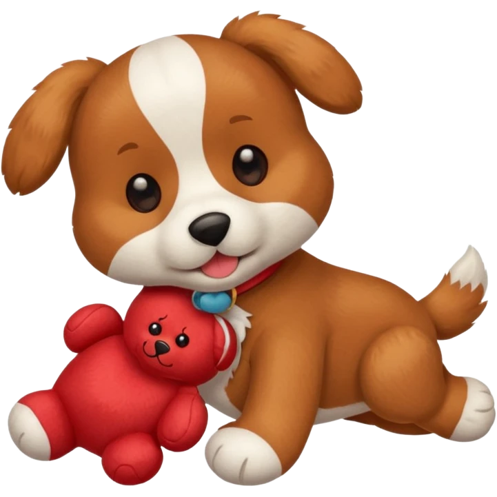 Dog playing with a stuffed animal emoji