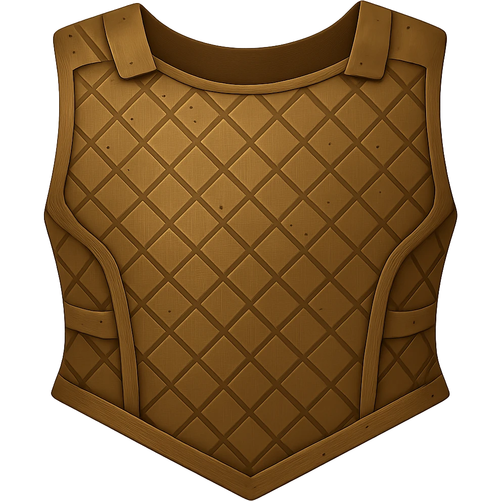 Remove the arms and sleeves, leaving only the bronze platebody (torso armor), slightly worn with scratches and dents. Render in emoji style with transparent background. emoji
