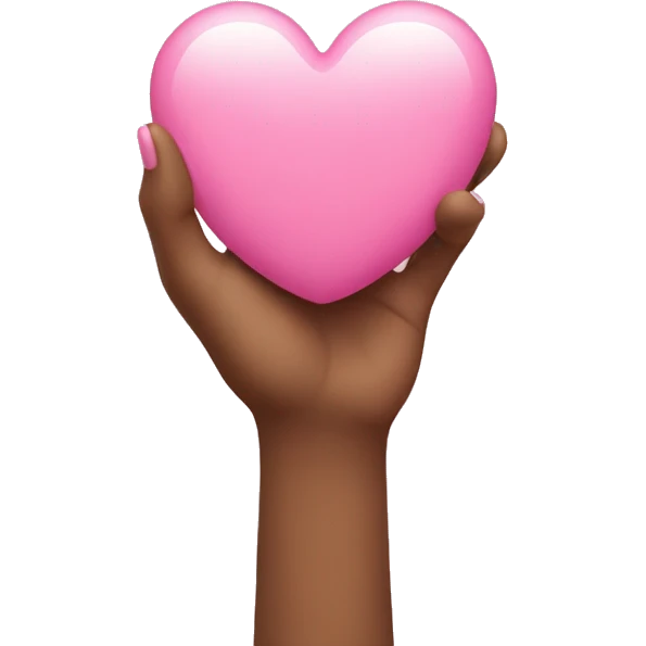 Hand holding pink heart emoji