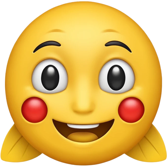 😊🥺 these emojis but with flies around it and its happy yellow face emoji black eyes like the 4th image but its cuter remove the nose make the eyes bigger and fully black and close its mouth make it smile emoji