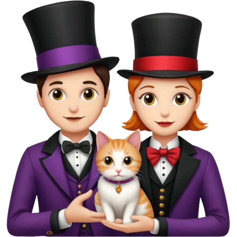 magician couple and their pet cat emoji