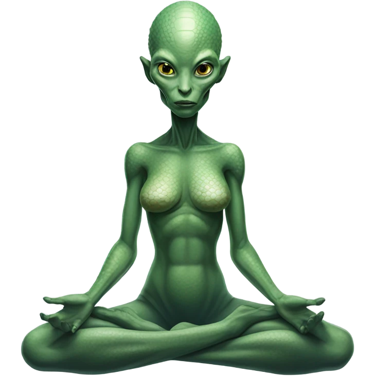 a Reptilian alien woman,in meditation emoji