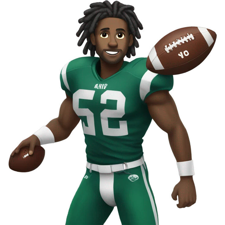 Black man with dreadlocks playing football  emoji