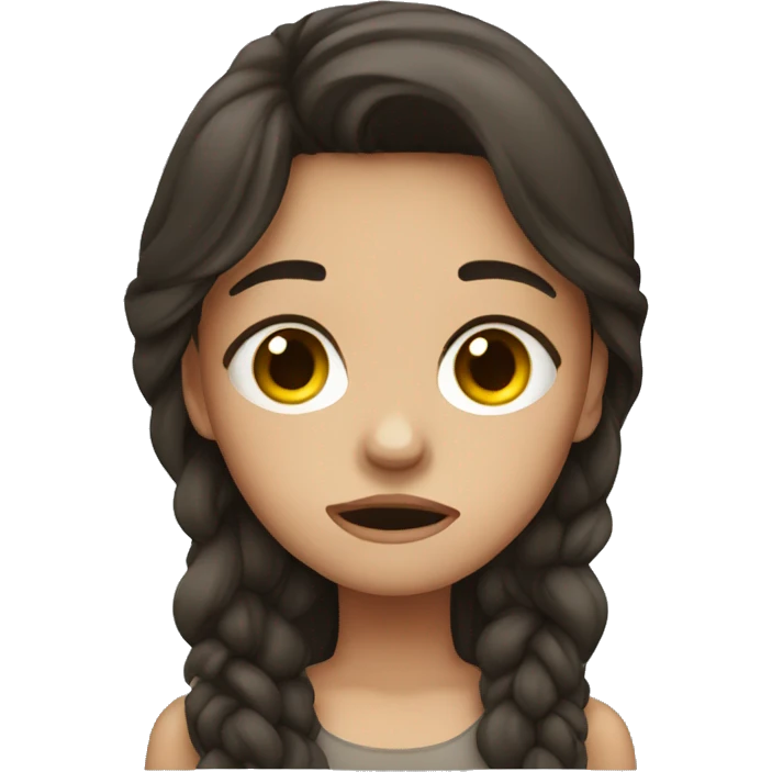 Brunette girl crying emoji