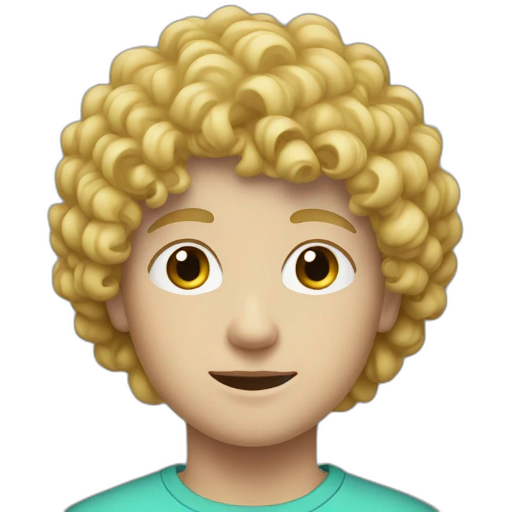 A white teenager boy with a round face short curly blonde emoji