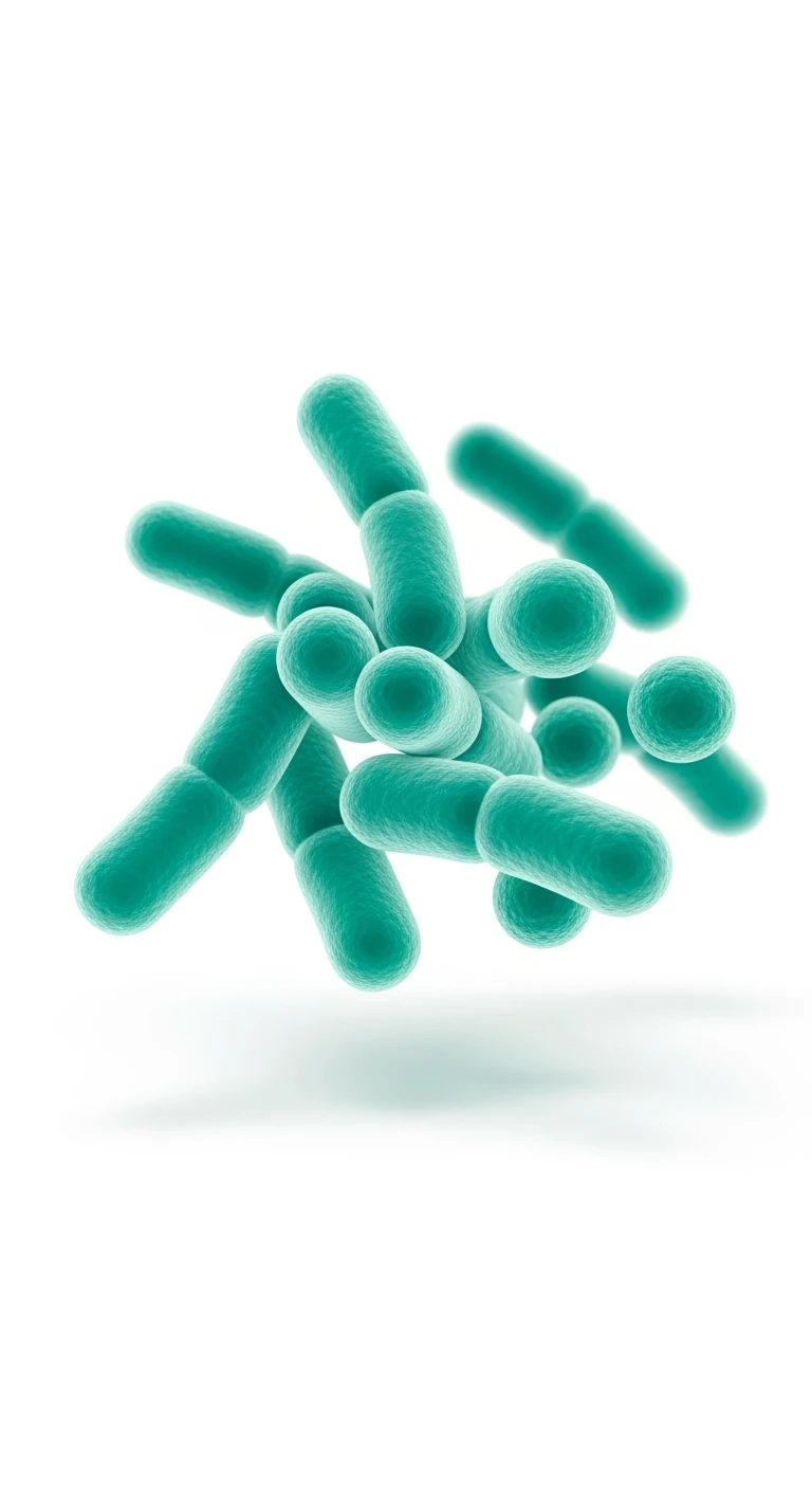 BATTERI INTESTINALI TURCHESI FLUTTUANO IN ARIA, SFONDO BIANCO emoji