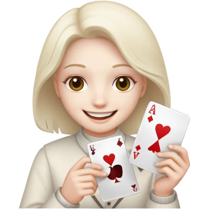 Smile face with a card in his hand and powder front of him emoji