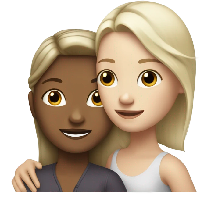 The white blonde woman hugs the white brown haired girl emoji