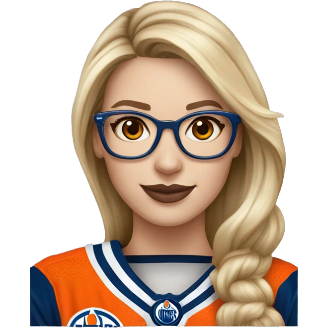 Edmonton oilers nhl no eye glasses female fan emoji