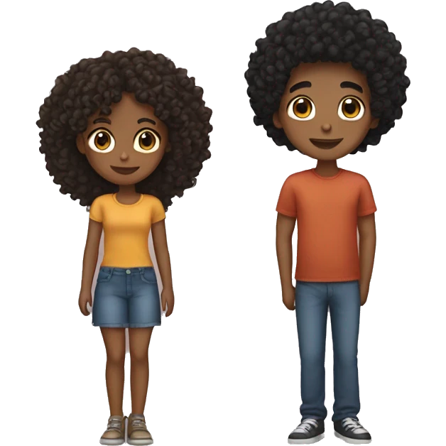 Couple boy with black hair and brown girl with curly hair  emoji
