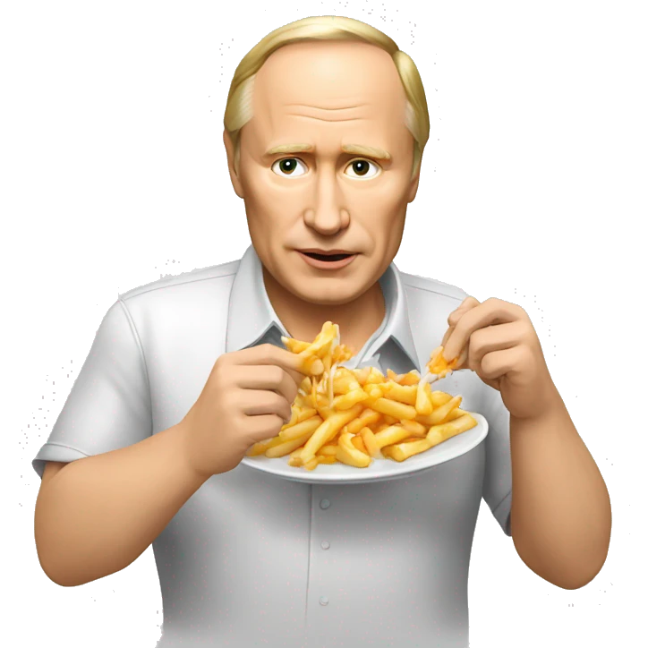Vladimir Poutine qui mange une poutine emoji