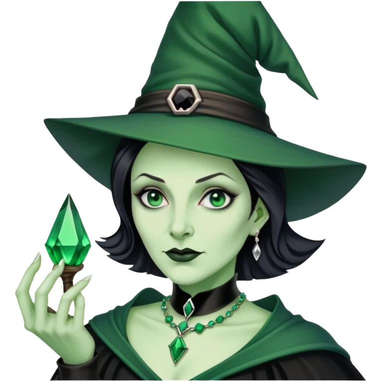 Evanora, the Wicked Wotch of the East with Emerald Necklace, man version emoji