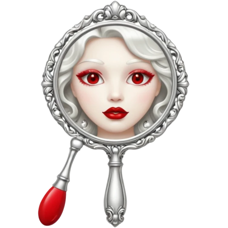 hand mirror, polished silver chrome, erotic vanity aesthetic emoji