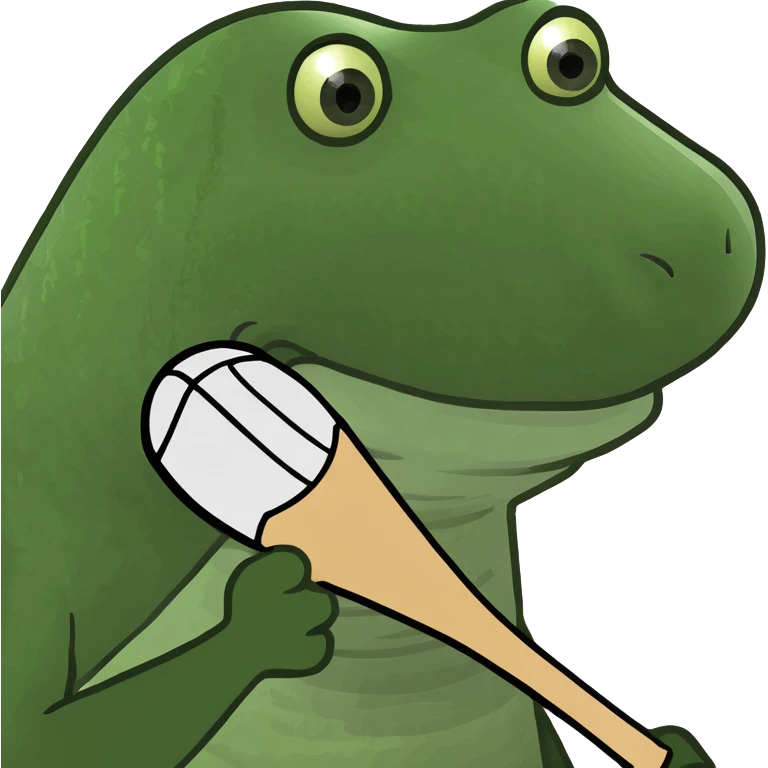 Alligator with wooden baseball bat body emoji
