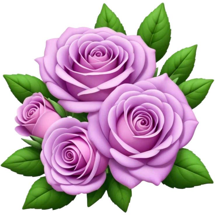 big bouquet Lavender Tea Rose, luxuriant, leaf, bud emoji
