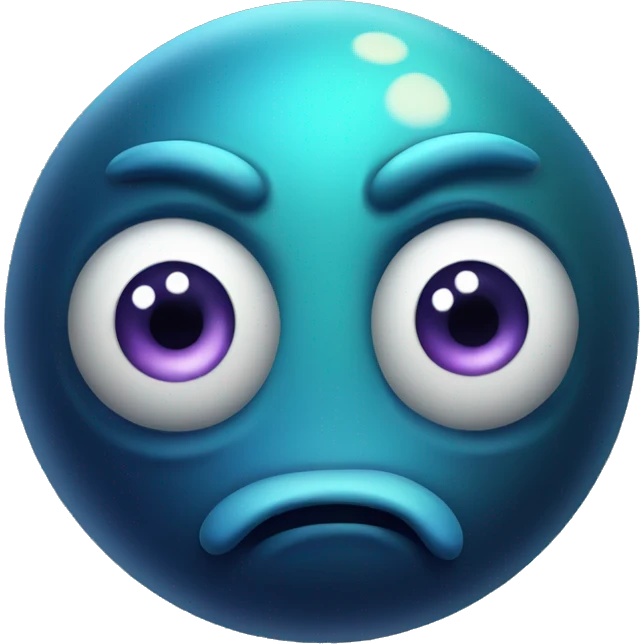 planet Neptune with a cartoon sad face with big kind eyes emoji