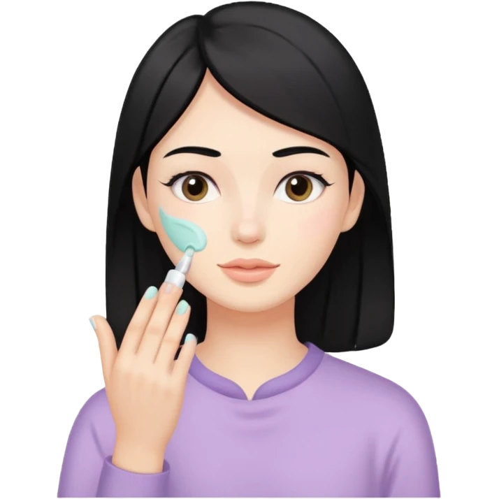 cute black hair pastel colors skin care emoji