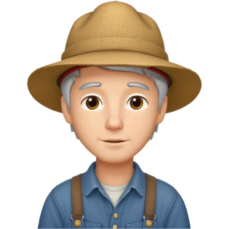 young guy with gray hair, farmer hat tilted emoji