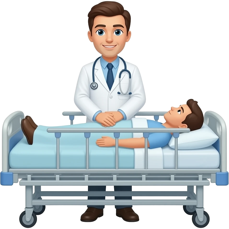 person laying in hospital bed. a doctor is trying to perform CPR against their consent emoji