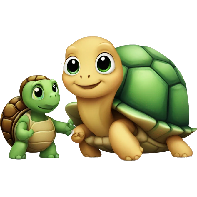 a turtle and a snail holding hands emoji