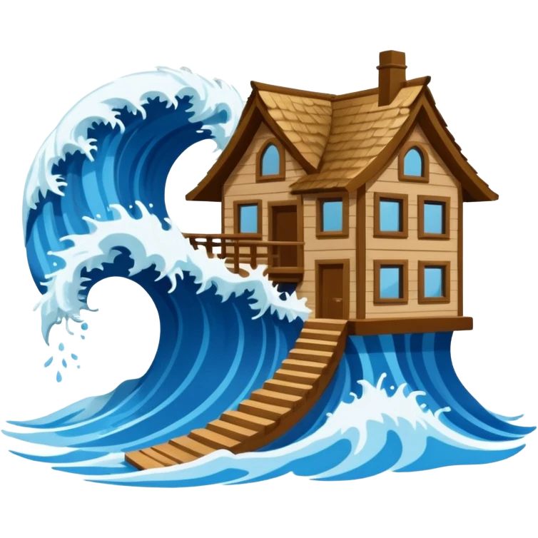 TSUNAMI DESTRUYENDO UNA CASA emoji
