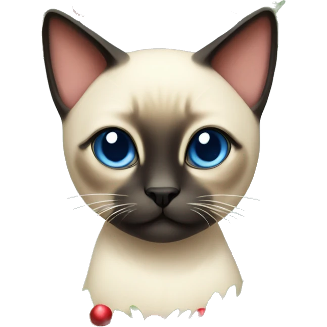 cute siamese cat with christmas garland emoji