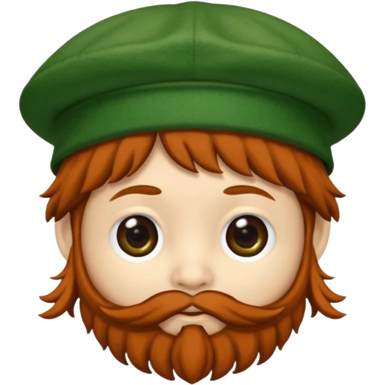 Gnomo con tratti asiatici, capelli ricci scuri, occhi marroni, cappello verde emoji