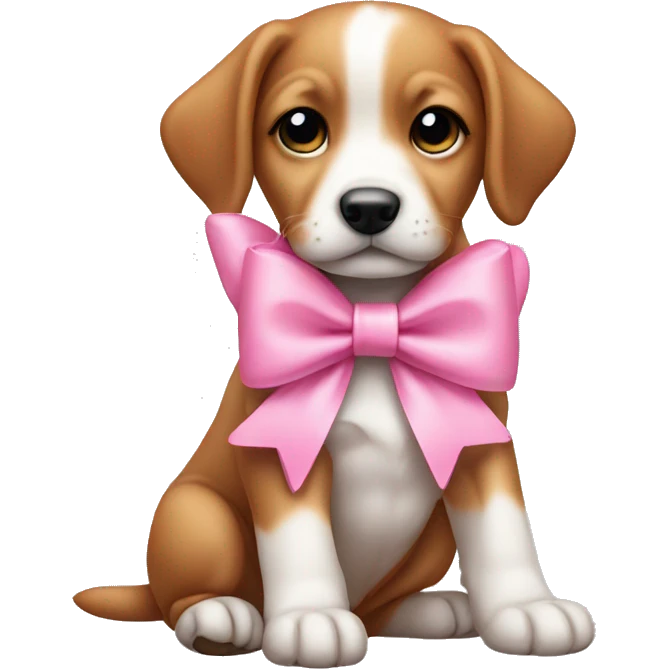 Puppy wearing a pink bow on ear emoji