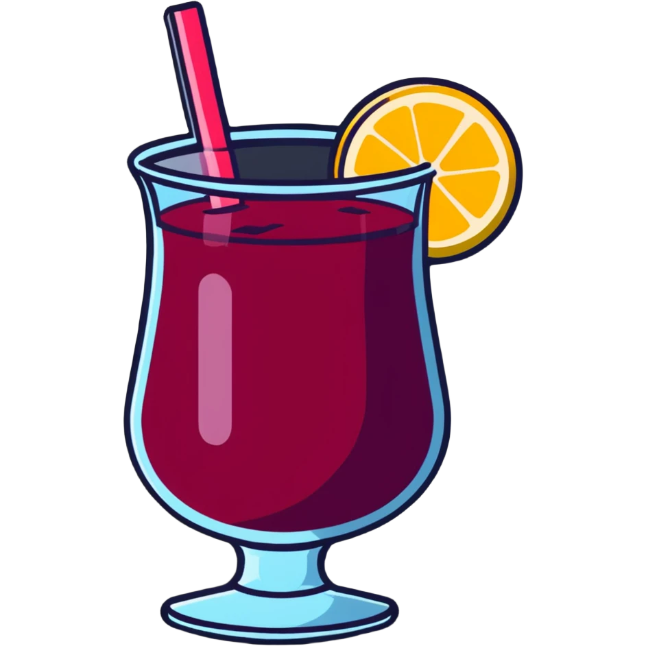 frozen slushy sangria with fruit pieces and wine emoji